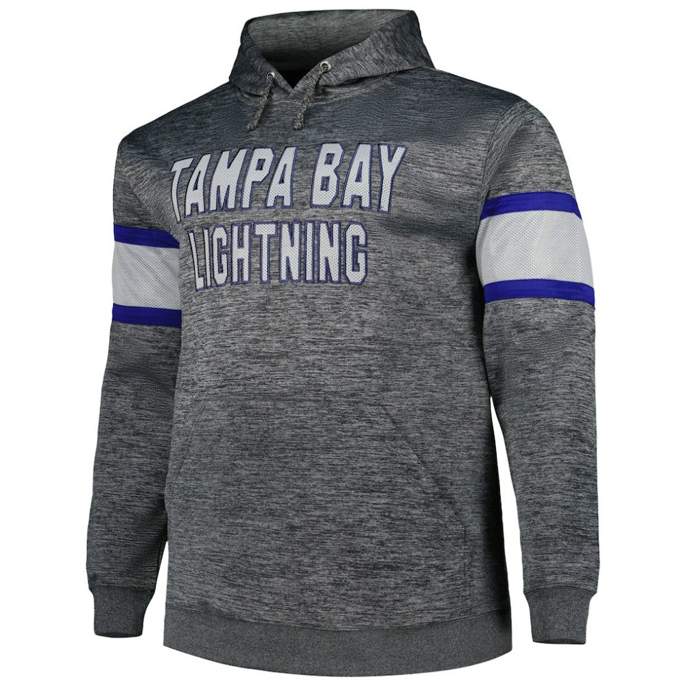 Tampa Bay Lightning Big & Tall Stripe Pullover Hoodie - Heather Charcoal | US 5281587