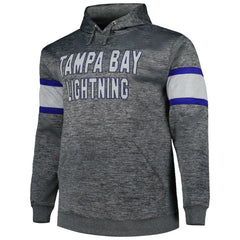 Tampa Bay Lightning Big & Tall Stripe Pullover Hoodie - Heather Charcoal | US 5281587