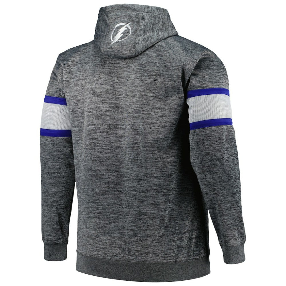 Tampa Bay Lightning Big & Tall Stripe Pullover Hoodie - Heather Charcoal | US 5281587