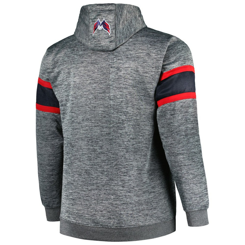 Washington Capitals Big & Tall Stripe Pullover Hoodie - Heather Charcoal | US 5281588