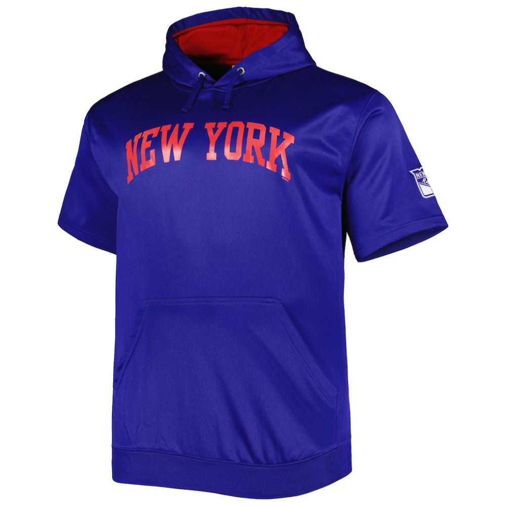New York Rangers Big & Tall Logo Short Sleeve Hoodie - Royal | US 5281590