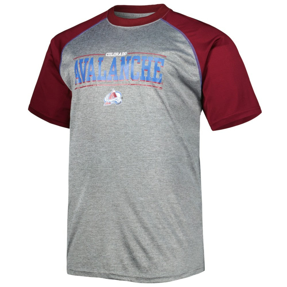 Colorado Avalanche Big & Tall Logo Raglan T-Shirt - Heather Gray | US 5281593