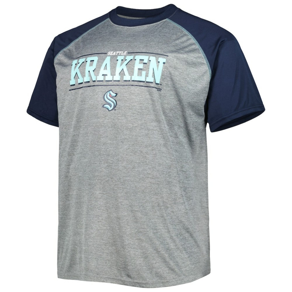 Seattle Kraken Big & Tall Logo Raglan T-Shirt - Heather Gray | US 5281596
