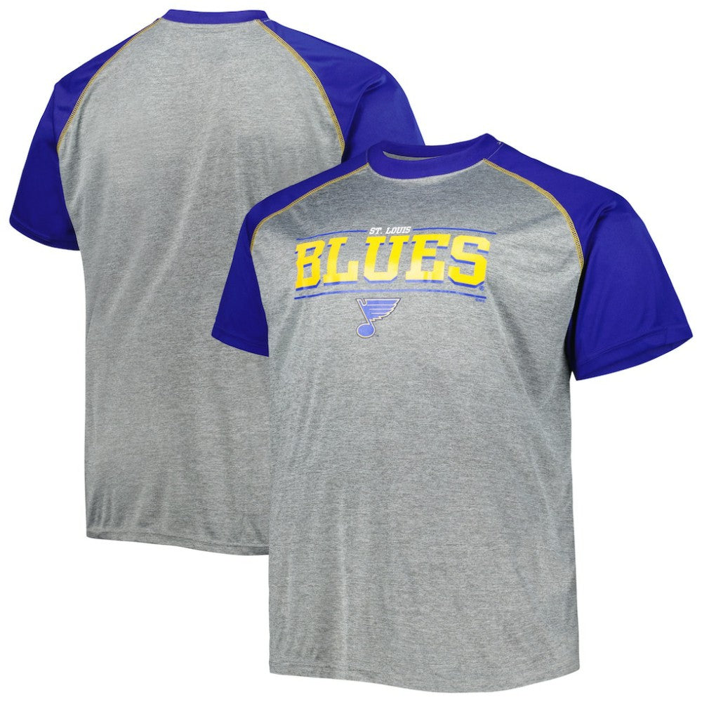 St. Louis Blues Big & Tall Logo Raglan T-Shirt - Heather Gray | US 5281597