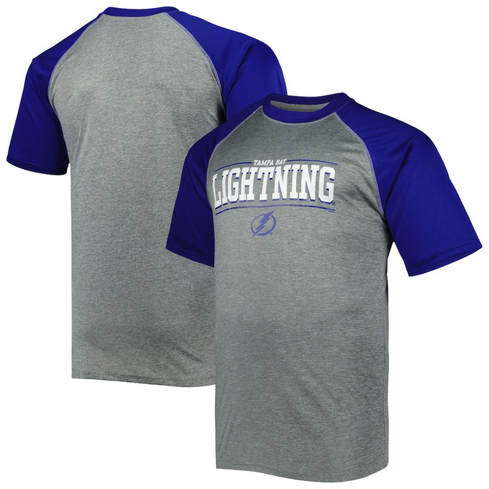 Tampa Bay Lightning Big & Tall Logo Raglan T-Shirt - Heather Gray | US 5281598