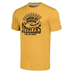 Franco Harris Pittsburgh Steelers Homage Immaculate Reception T-Shirt - Gold T-shirts
