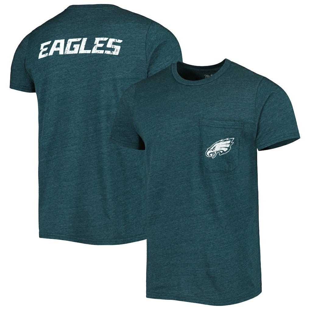 Philadelphia Eagles Majestic Threads Tri-Blend Pocket T-Shirt - Midnight Green T-shirts