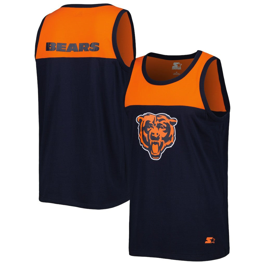 Chicago Bears Starter Logo Touchdown Fashion Tank Top - Navy/Orange Tops