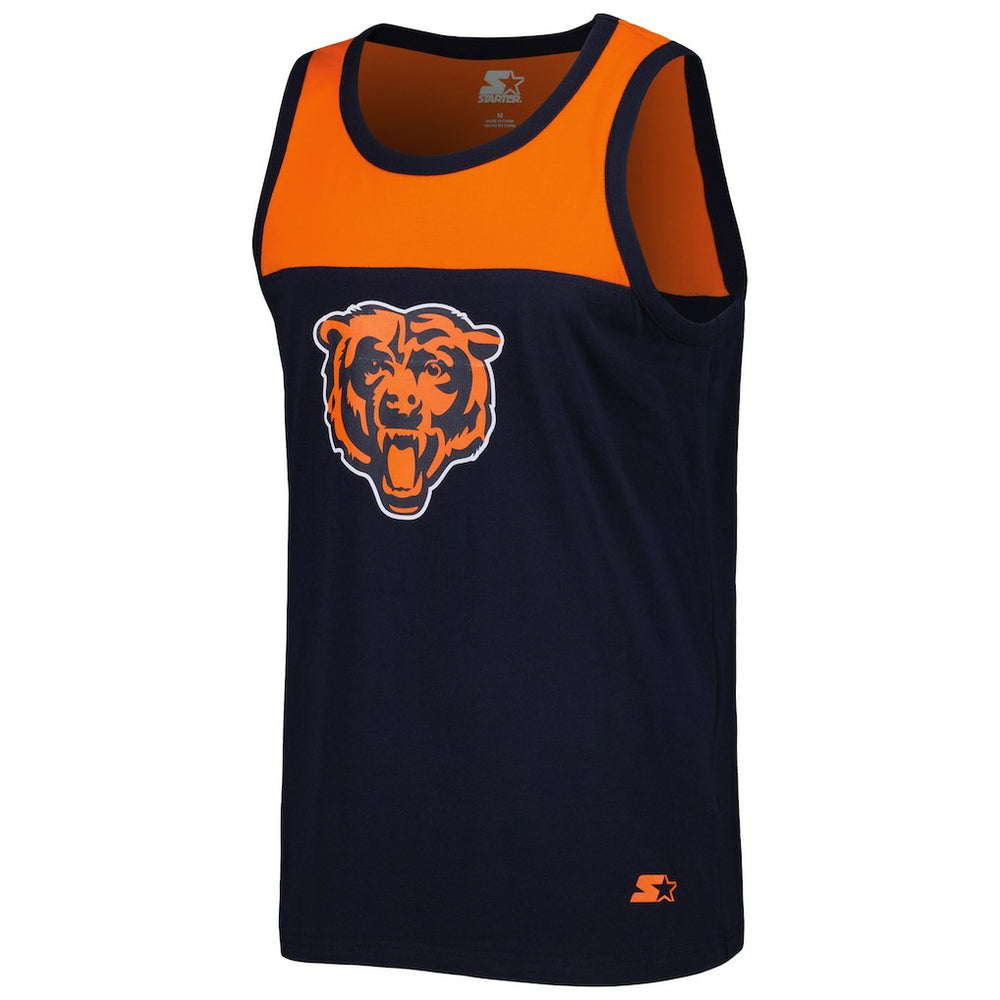 Chicago Bears Starter Logo Touchdown Fashion Tank Top - Navy/Orange Tops