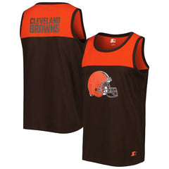 Cleveland Browns Starter Logo Touchdown Fashion Tank Top - Brown/Orange Tops