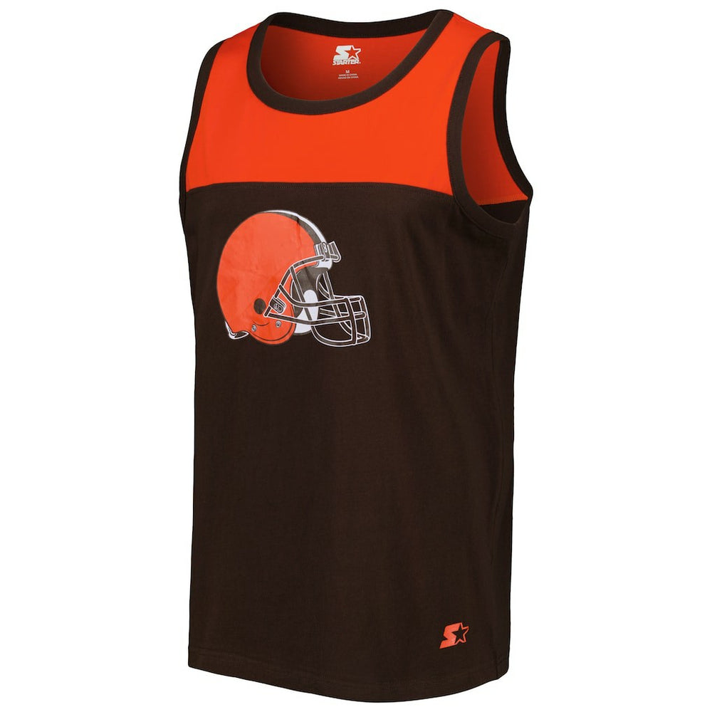 Cleveland Browns Starter Logo Touchdown Fashion Tank Top - Brown/Orange Tops