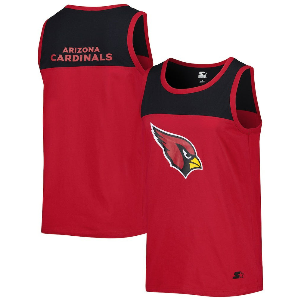 Arizona Cardinals Starter Logo Touchdown Fashion Tank Top - Cardinal/Black Tops