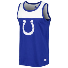 Indianapolis Colts Starter Logo Touchdown Fashion Tank Top - Royal/White Tops