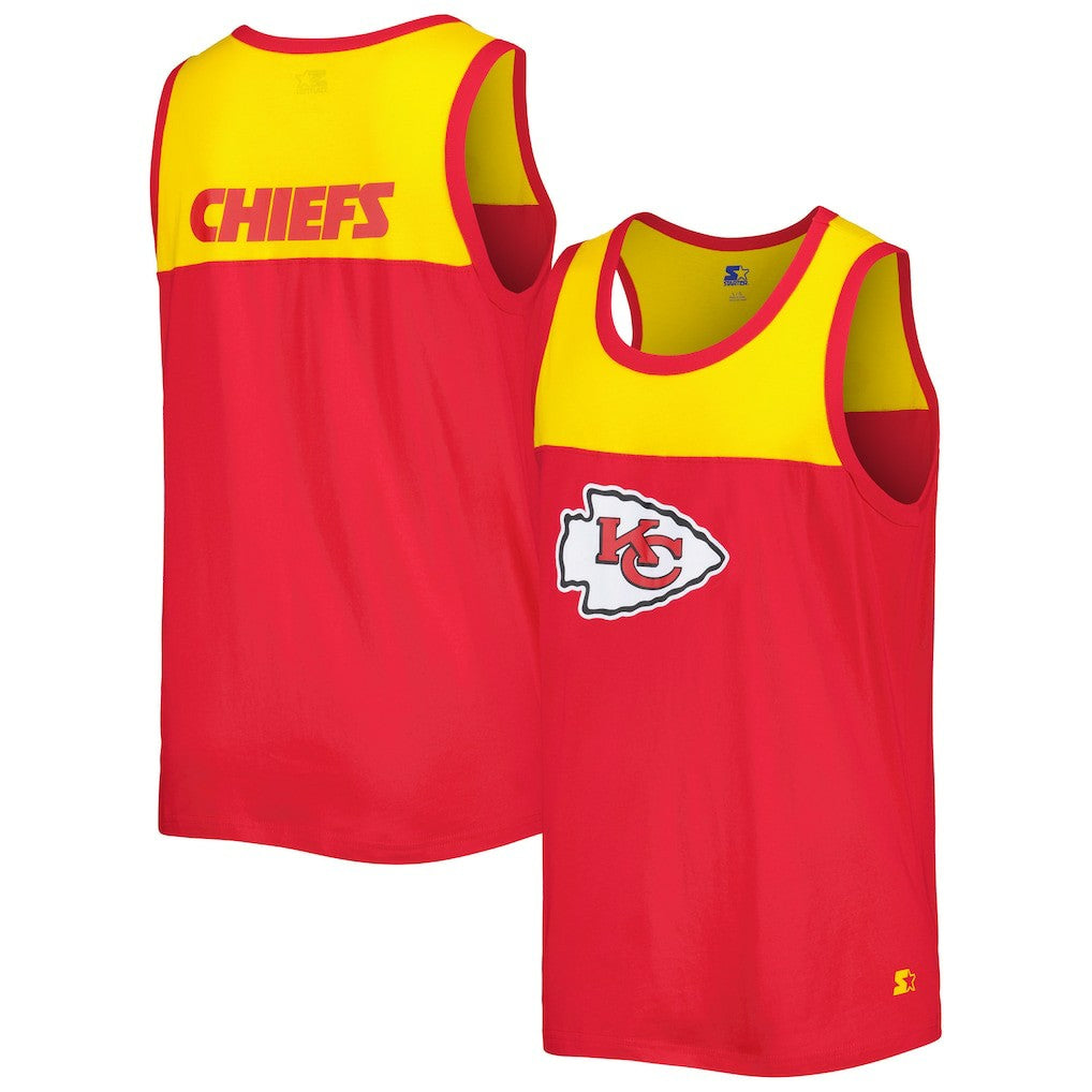 Kansas City Chiefs Starter Logo Touchdown Fashion Tank Top - Red/Gold Tops