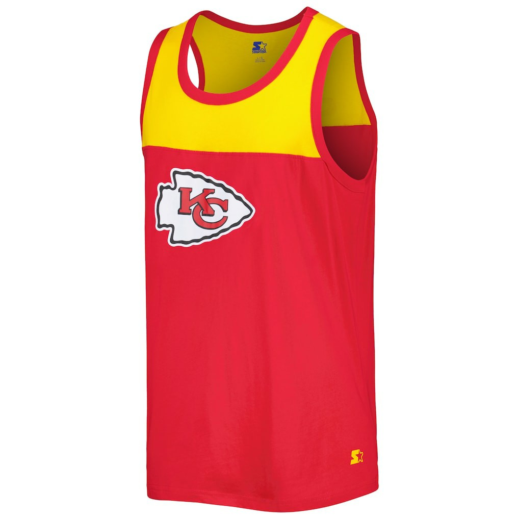 Kansas City Chiefs Starter Logo Touchdown Fashion Tank Top - Red/Gold Tops