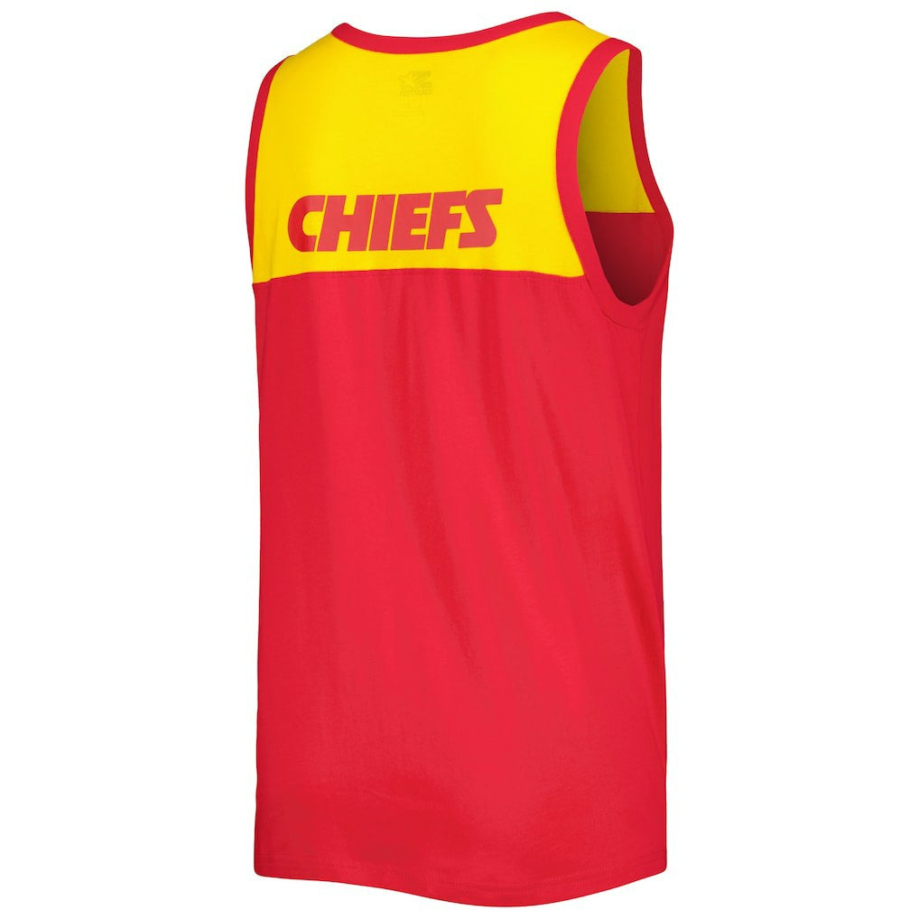 Kansas City Chiefs Starter Logo Touchdown Fashion Tank Top - Red/Gold Tops
