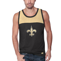 New Orleans Saints Starter Logo Touchdown Fashion Tank Top - Black/Gold Tops
