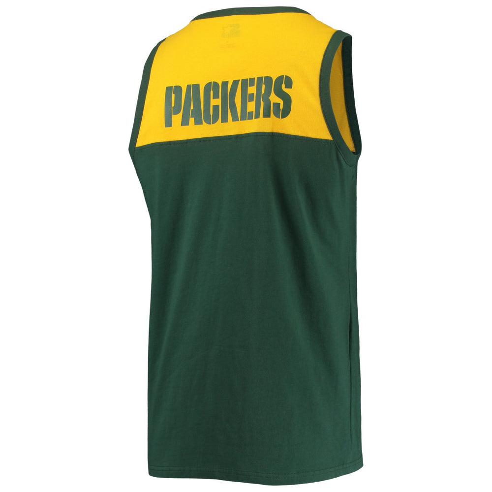 Green Bay Packers Starter Logo Touchdown Fashion Tank Top - Green/Gold Tops
