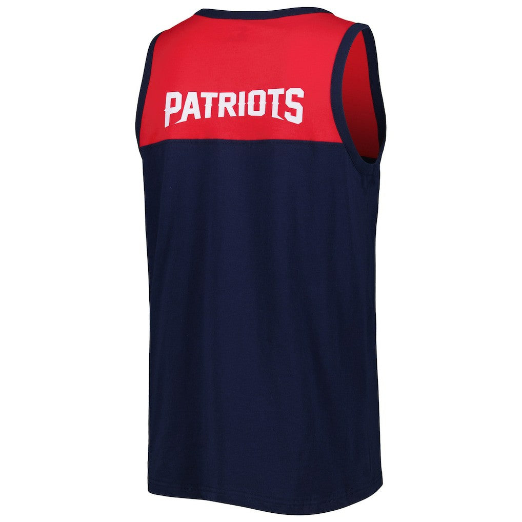 New England Patriots Starter Logo Touchdown Fashion Tank Top - Navy/Red Tops