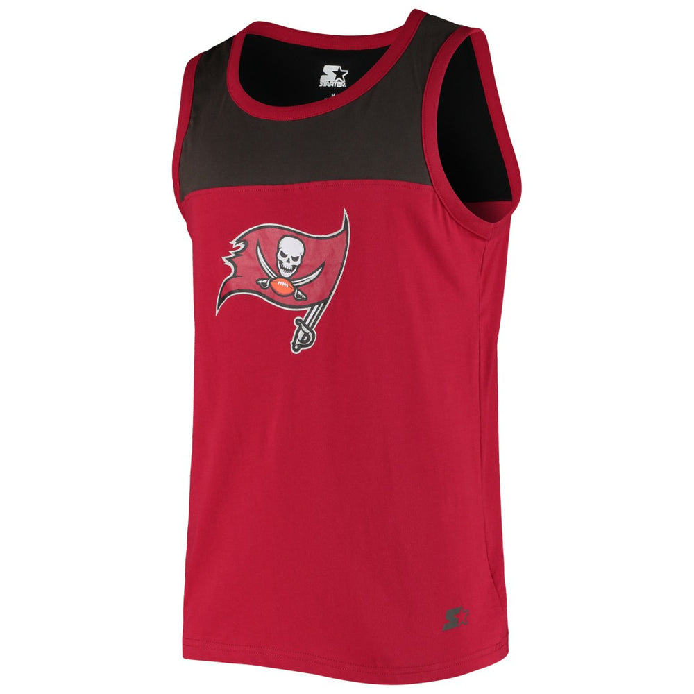 Tampa Bay Buccaneers Starter Logo Touchdown Fashion Tank Top - Red/Pewter Tops