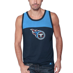 Tennessee Titans Starter Logo Touchdown Fashion Tank Top - Navy/Light Blue Tops