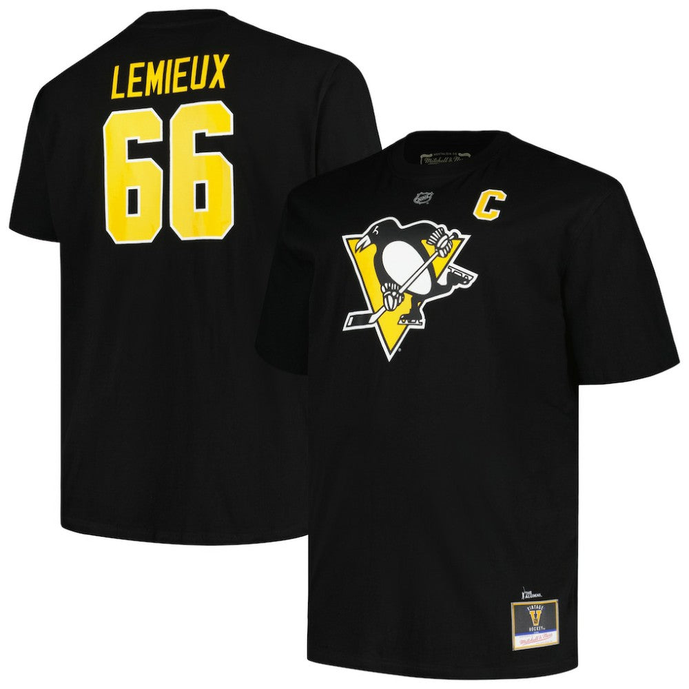 Mario Lemieux Pittsburgh Penguins Mitchell & Ness Big & Tall Name & Number T-Shirt - Black | US 5283193