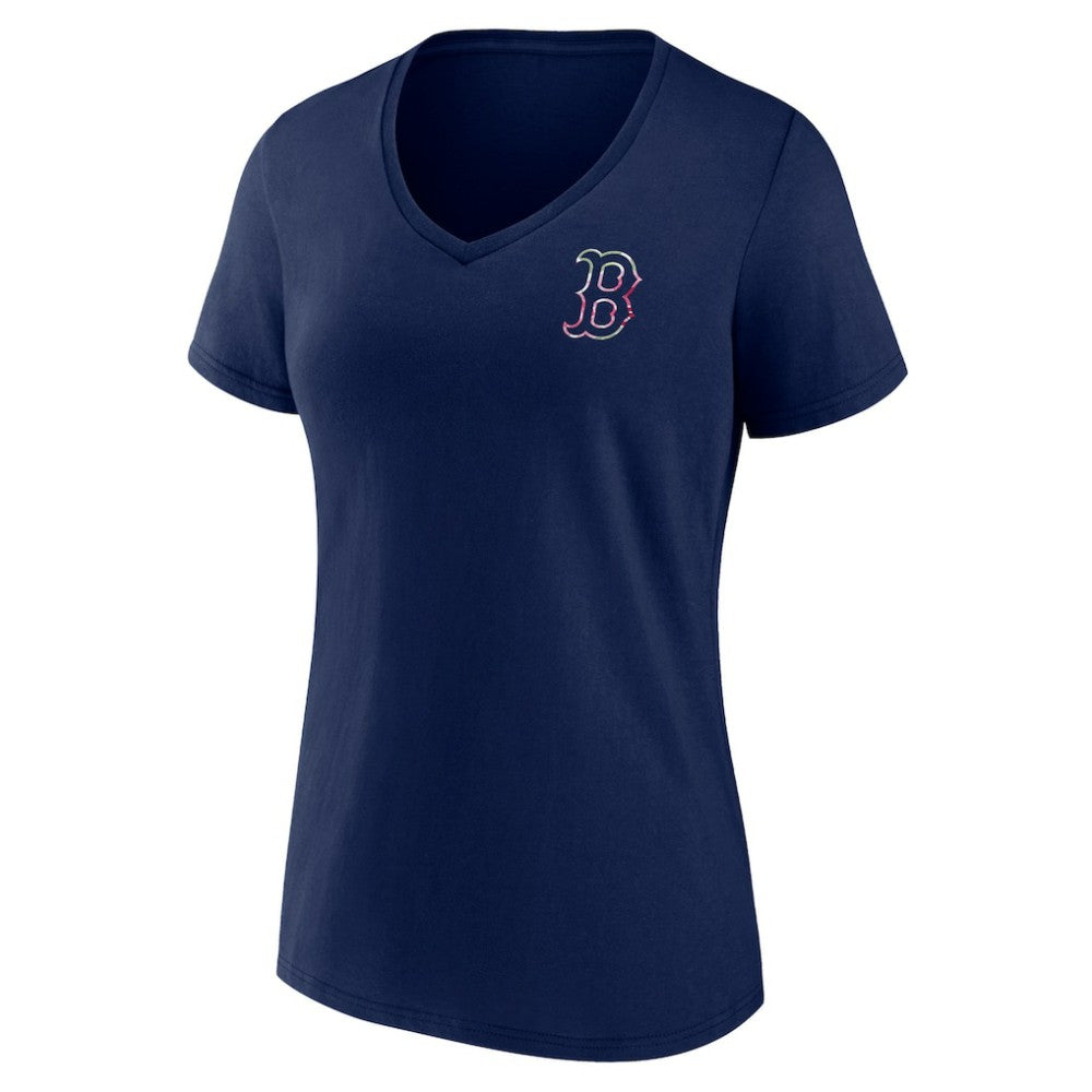 Boston Red Sox Women's Team Logo Mother's Day V-Neck T-Shirt - Navy T-shirts