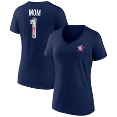 Houston Astros Women's Team Logo Mother's Day V-Neck T-Shirt - Navy T-shirts
