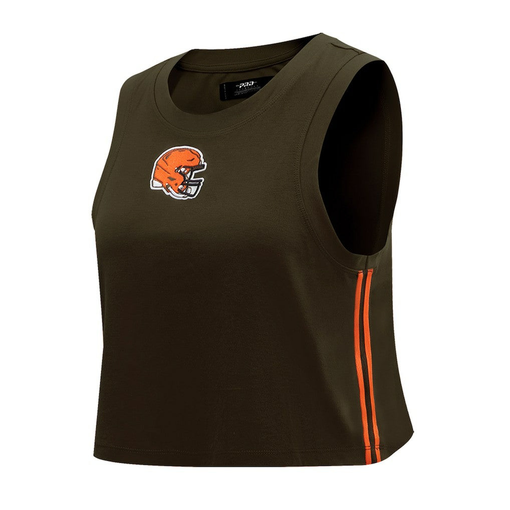 Cleveland Browns Pro Standard Women's Ombre Wordmark Classic Cropped Tank Top - Brown Tops