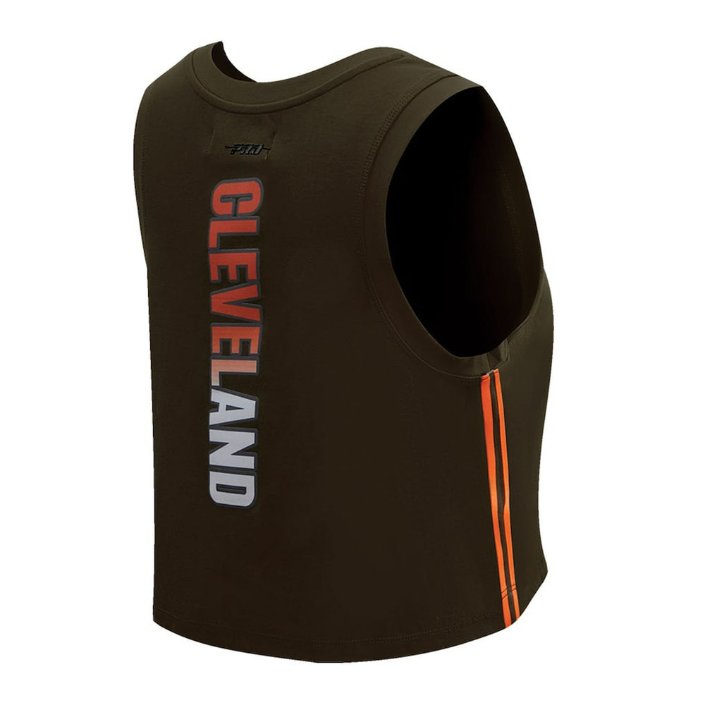 Cleveland Browns Pro Standard Women's Ombre Wordmark Classic Cropped Tank Top - Brown Tops