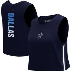 Dallas Cowboys Pro Standard Women's Ombre Wordmark Classic Cropped Tank Top - Navy Tops