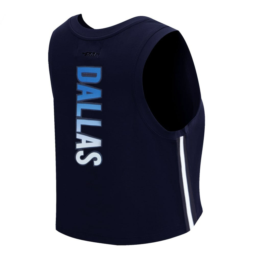 Dallas Cowboys Pro Standard Women's Ombre Wordmark Classic Cropped Tank Top - Navy Tops