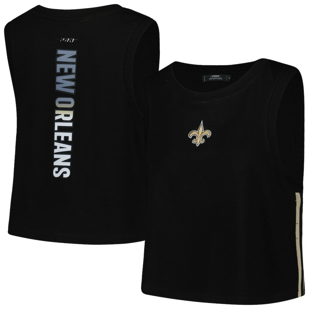 New Orleans Saints Pro Standard Women's Ombre Wordmark Classic Cropped Tank Top - Black Tops