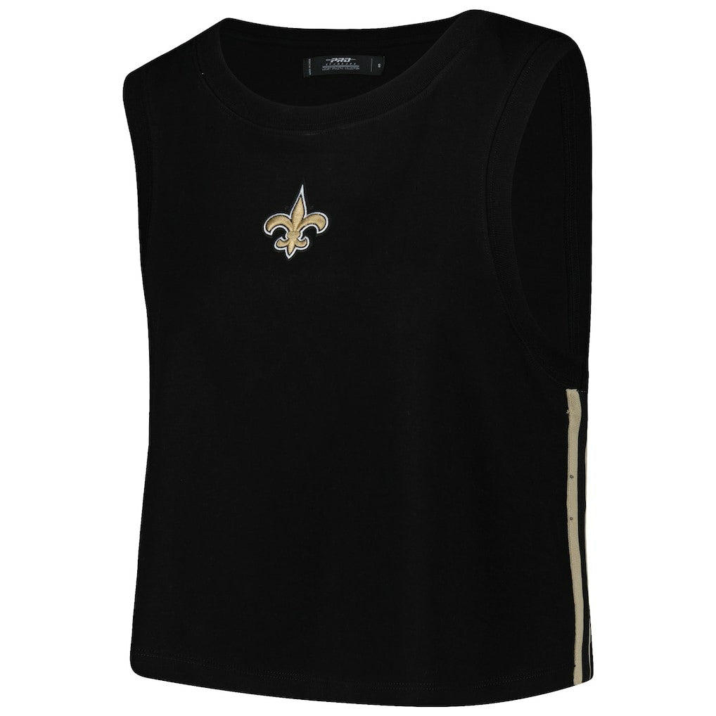 New Orleans Saints Pro Standard Women's Ombre Wordmark Classic Cropped Tank Top - Black Tops