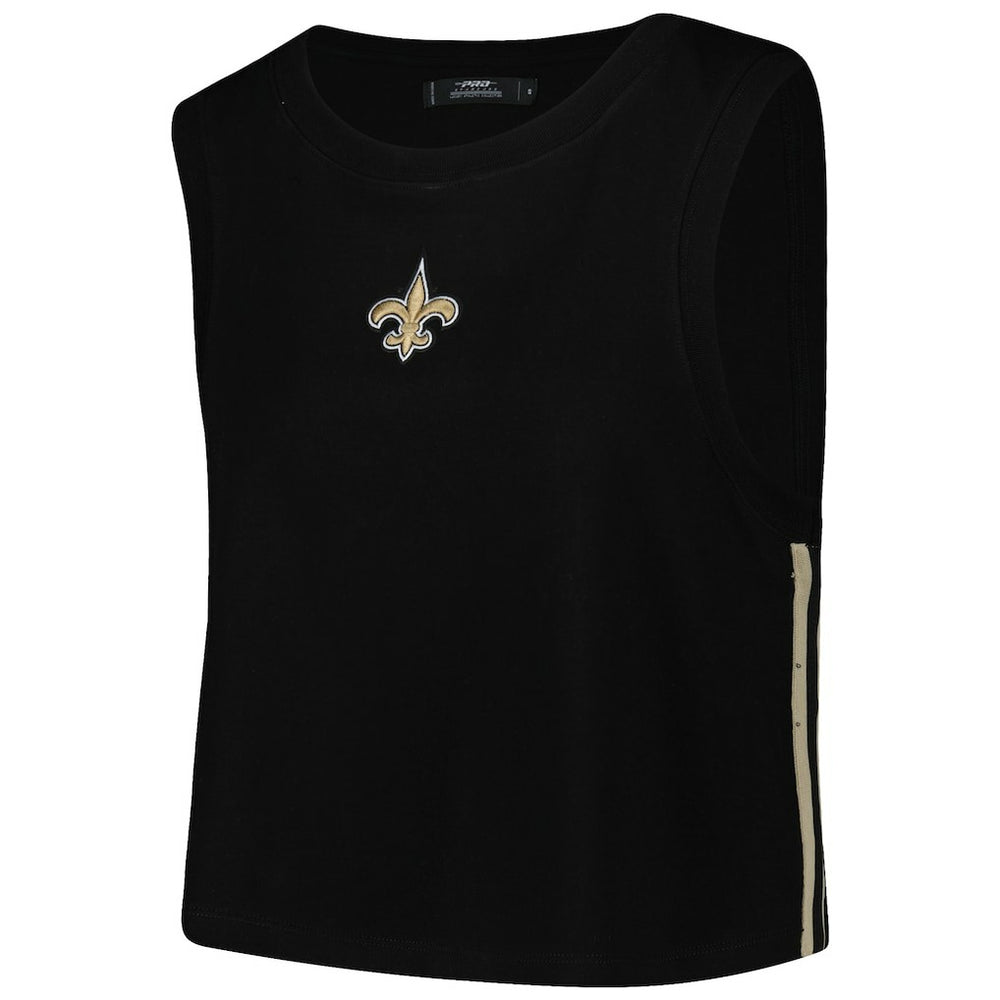 New Orleans Saints Pro Standard Women's Ombre Wordmark Classic Cropped Tank Top - Black Tops