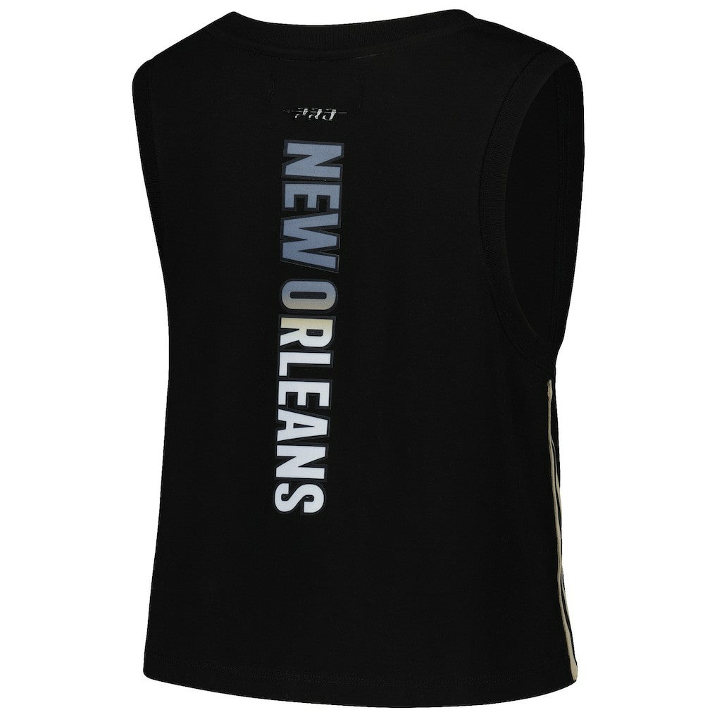 New Orleans Saints Pro Standard Women's Ombre Wordmark Classic Cropped Tank Top - Black Tops
