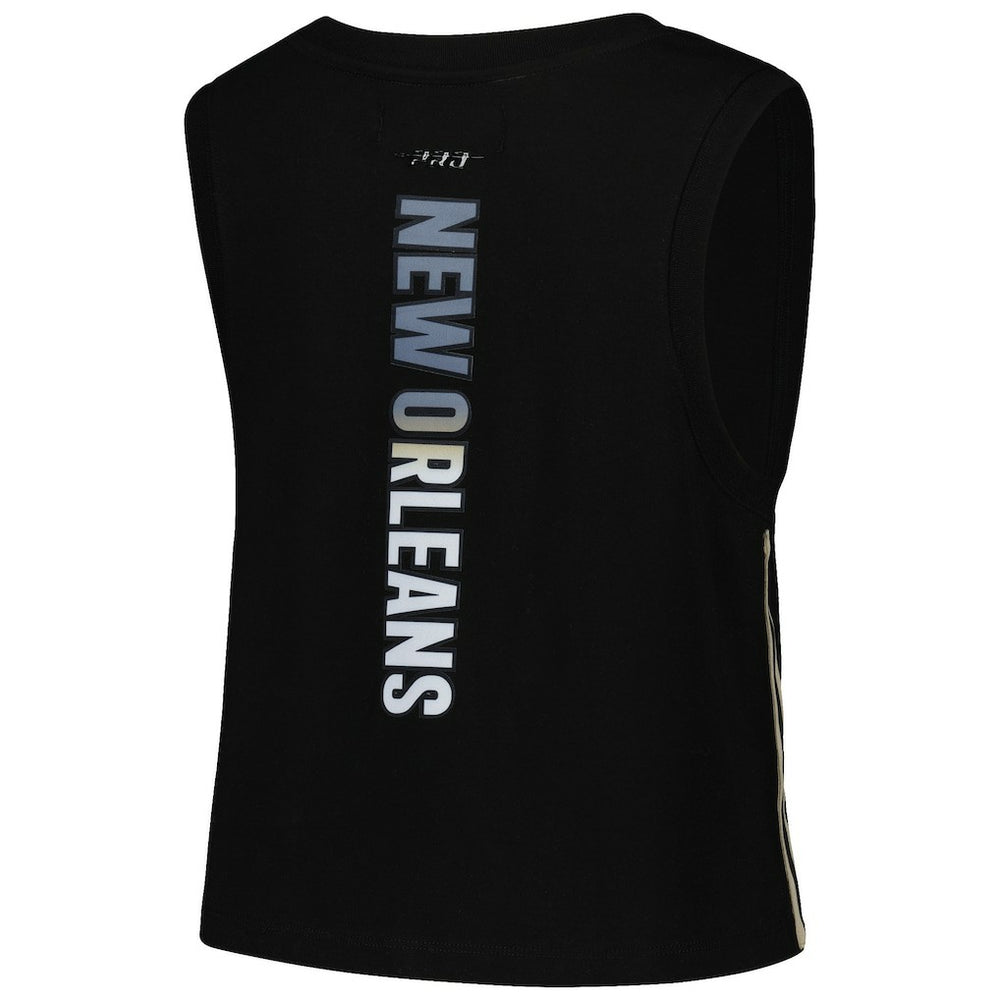 New Orleans Saints Pro Standard Women's Ombre Wordmark Classic Cropped Tank Top - Black Tops