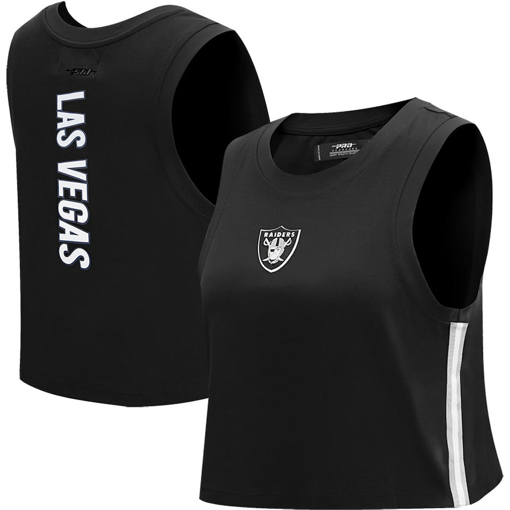 Las Vegas Raiders Pro Standard Women's Ombre Wordmark Classic Cropped Tank Top - Black Tops