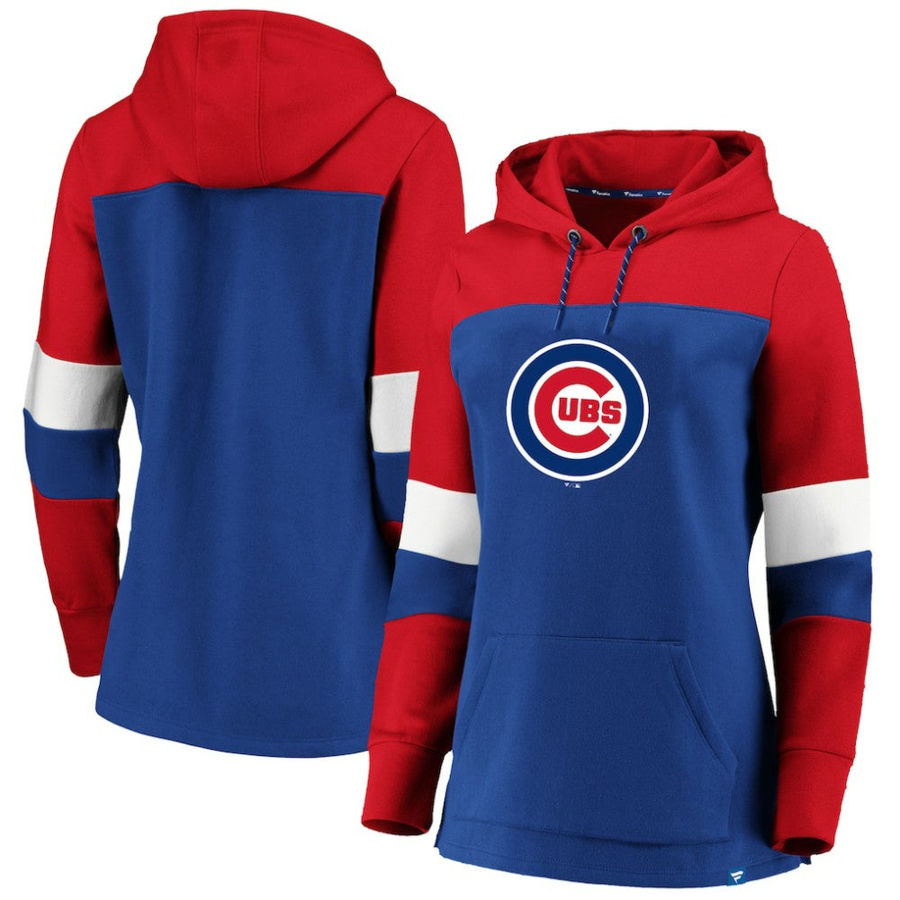 Chicago Cubs Women's Plus Size Colorblock Pullover Hoodie - Royal Hoodies