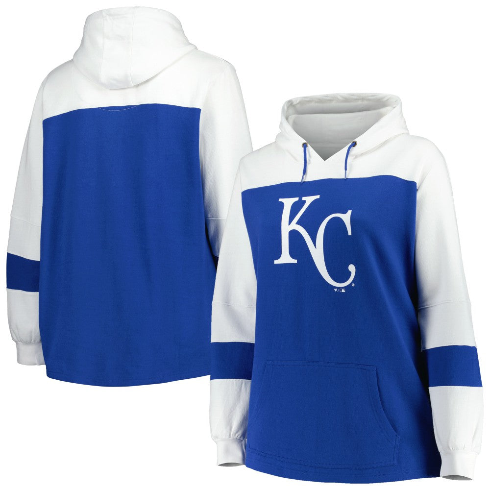 Kansas City Royals Women's Plus Size Colorblock Pullover Hoodie - Royal Hoodies