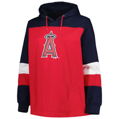 Los Angeles Angels Women's Plus Size Colorblock Pullover Hoodie - Red Hoodies