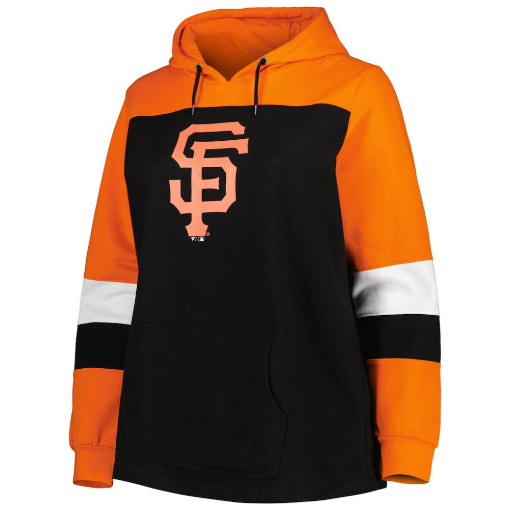 San Francisco Giants Women's Plus Size Colorblock Pullover Hoodie - Black Hoodies