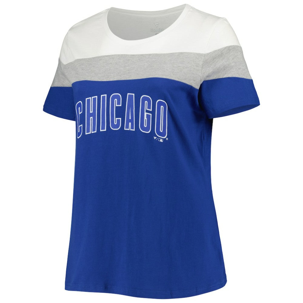 Chicago Cubs Women's Plus Size Colorblock T-Shirt - Royal/Heather Gray T-shirts