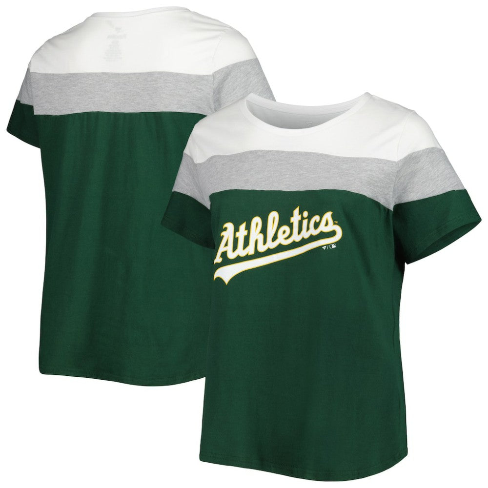 Athletics Women's Plus Size Colorblock T-Shirt - White/Green T-shirts