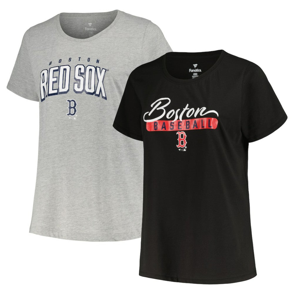 Boston Red Sox Profile Women's Plus Size T-Shirt Combo Pack - Black/Heather Gray T-shirts
