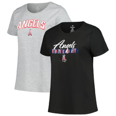 Los Angeles Angels Profile Women's Plus Size T-Shirt Combo Pack - Black/Heather Gray T-shirts
