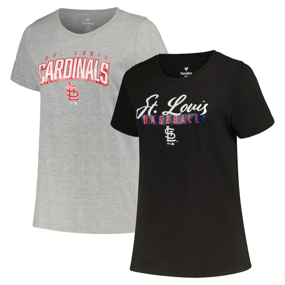 St. Louis Cardinals Profile Women's Plus Size T-Shirt Combo Pack - Black/Heather Gray T-shirts