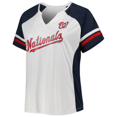 Washington Nationals Women's Plus Size Notch Neck T-Shirt - White/Navy T-shirts