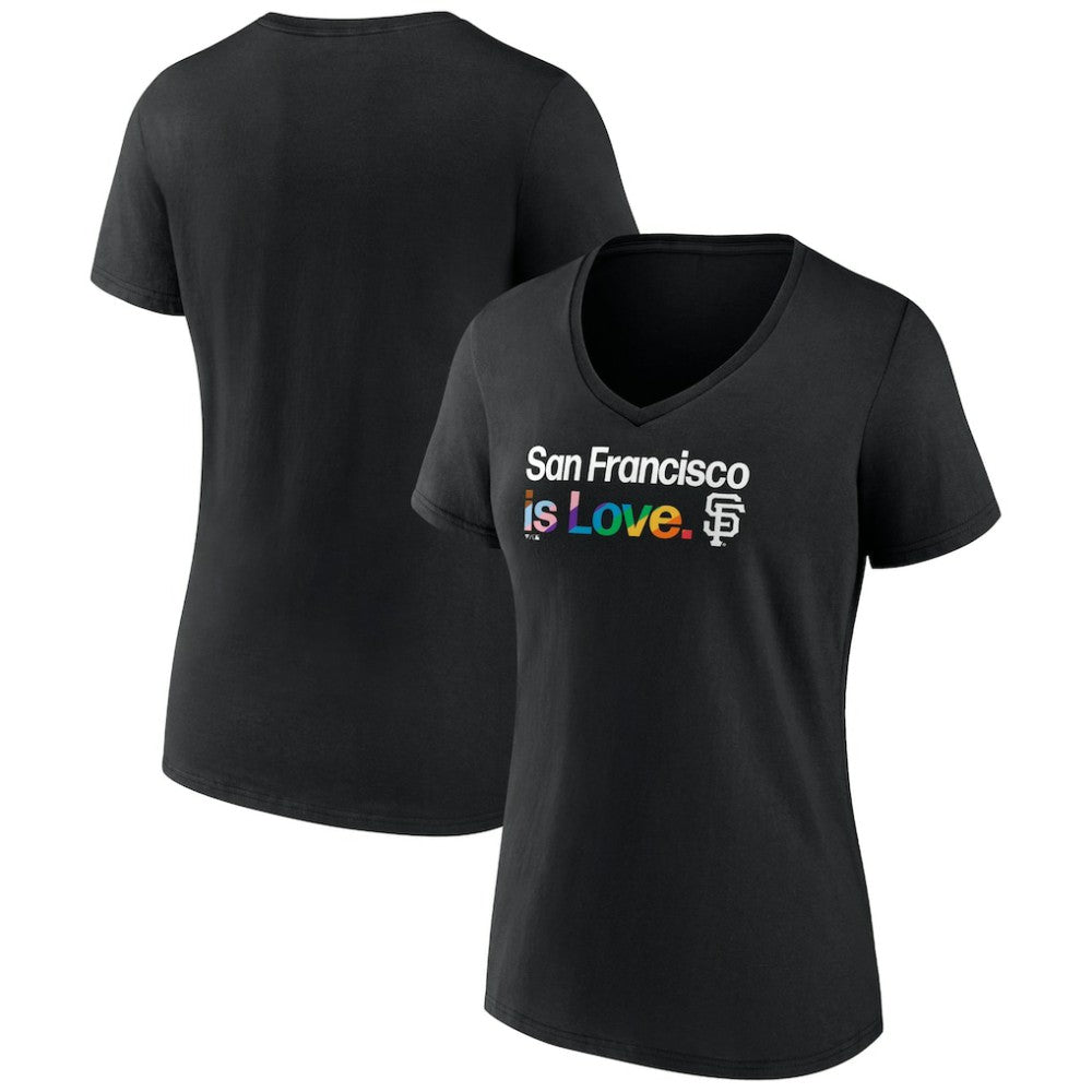 San Francisco Giants Profile Women's Plus Size Pride V-Neck T-Shirt - Black T-shirts