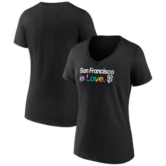 San Francisco Giants Profile Women's Plus Size Pride V-Neck T-Shirt - Black T-shirts